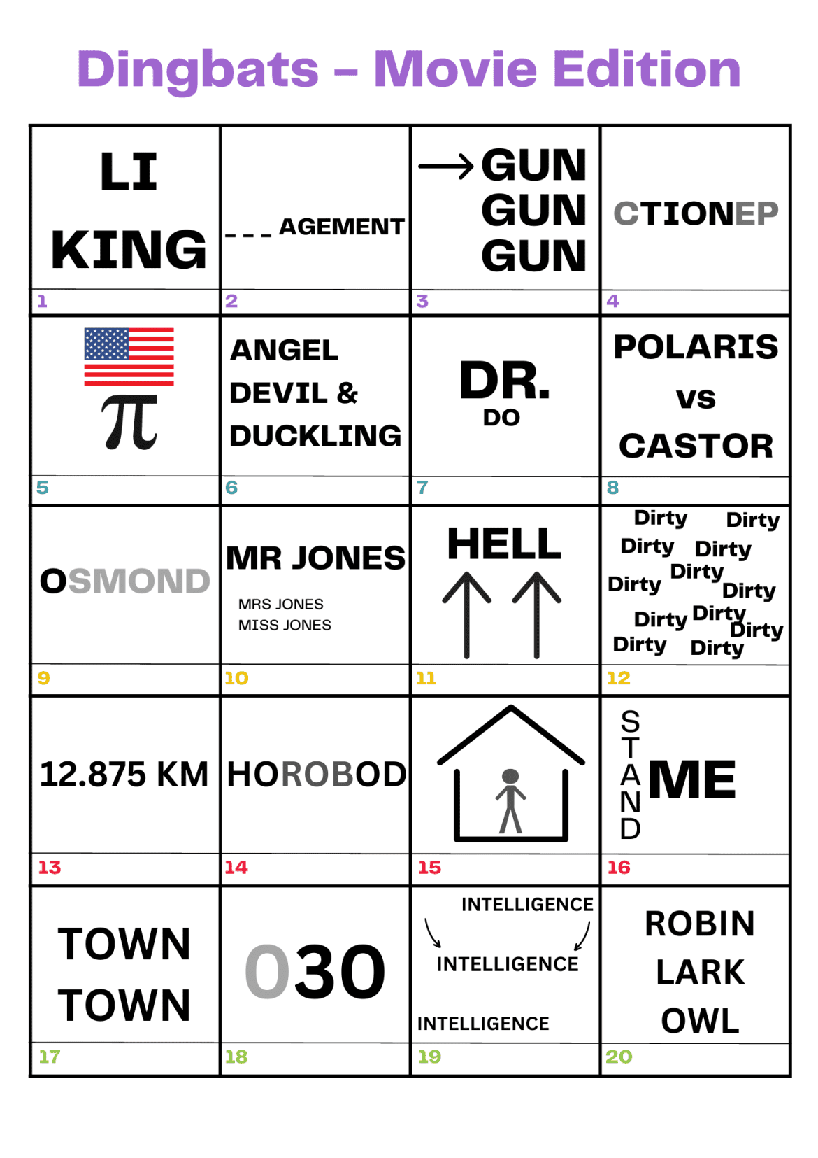 Movie Dingbats Puzzles With Answers 2025