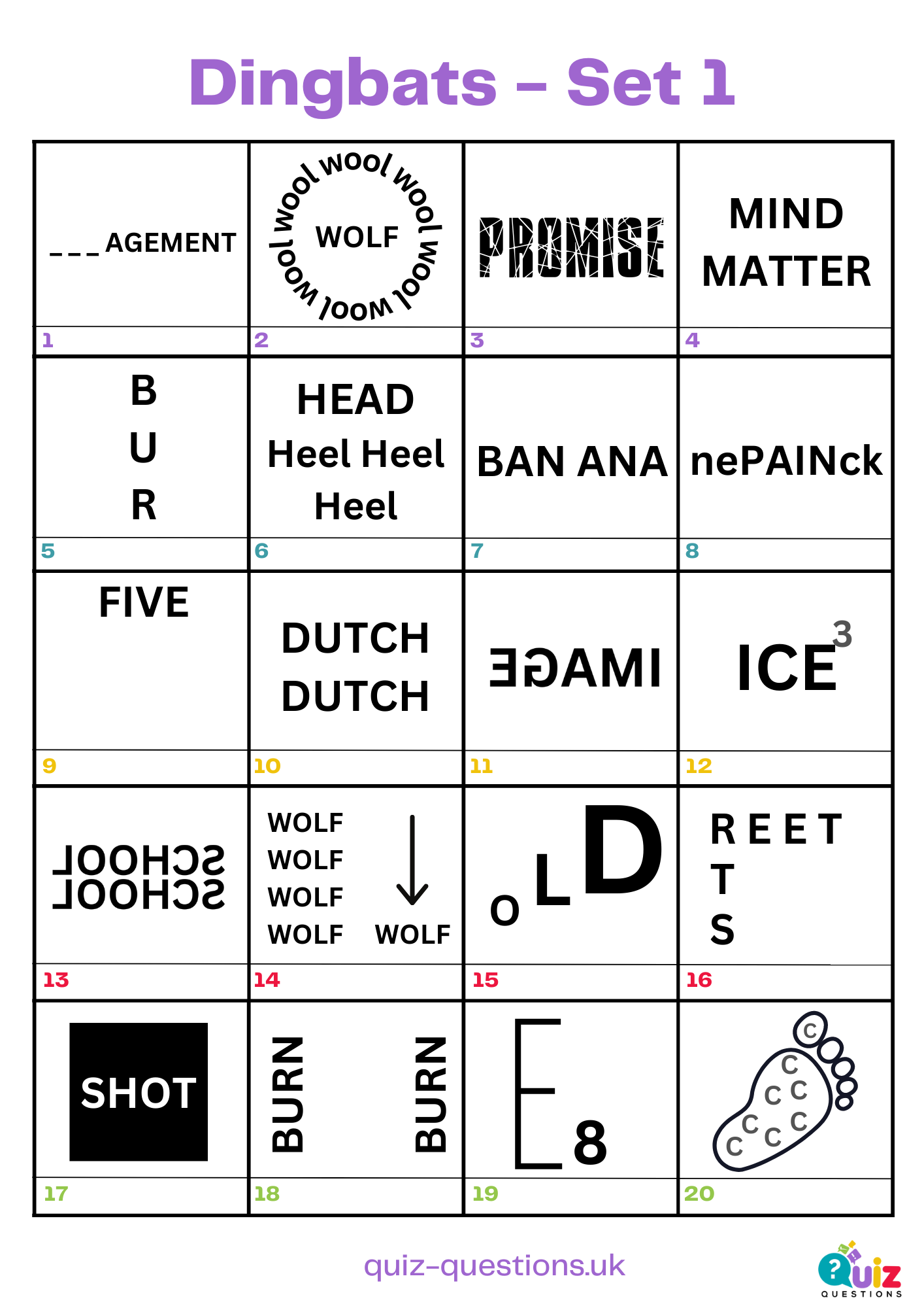 Dingbats - Puzzle Set 1