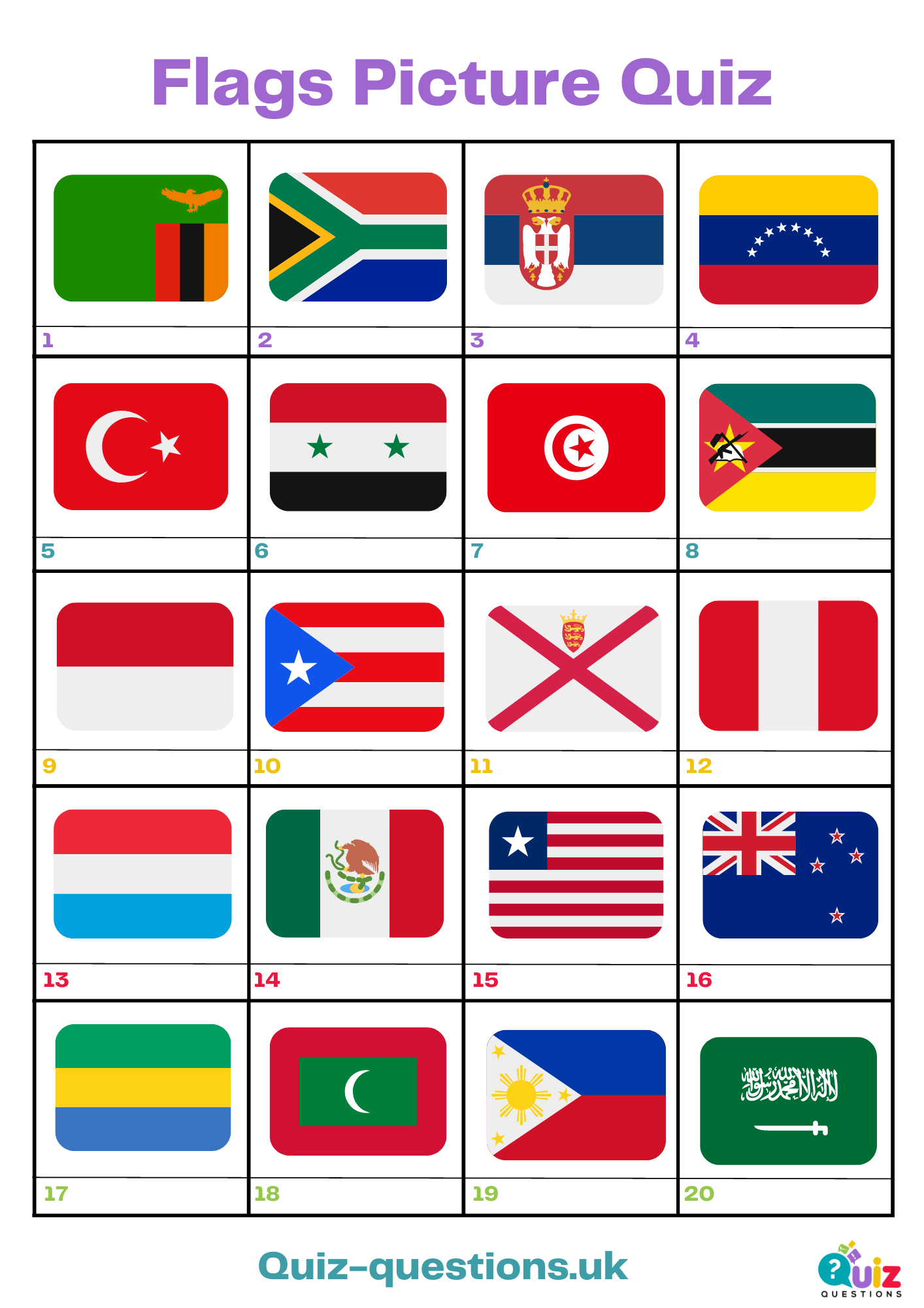 Flags Picture Quiz