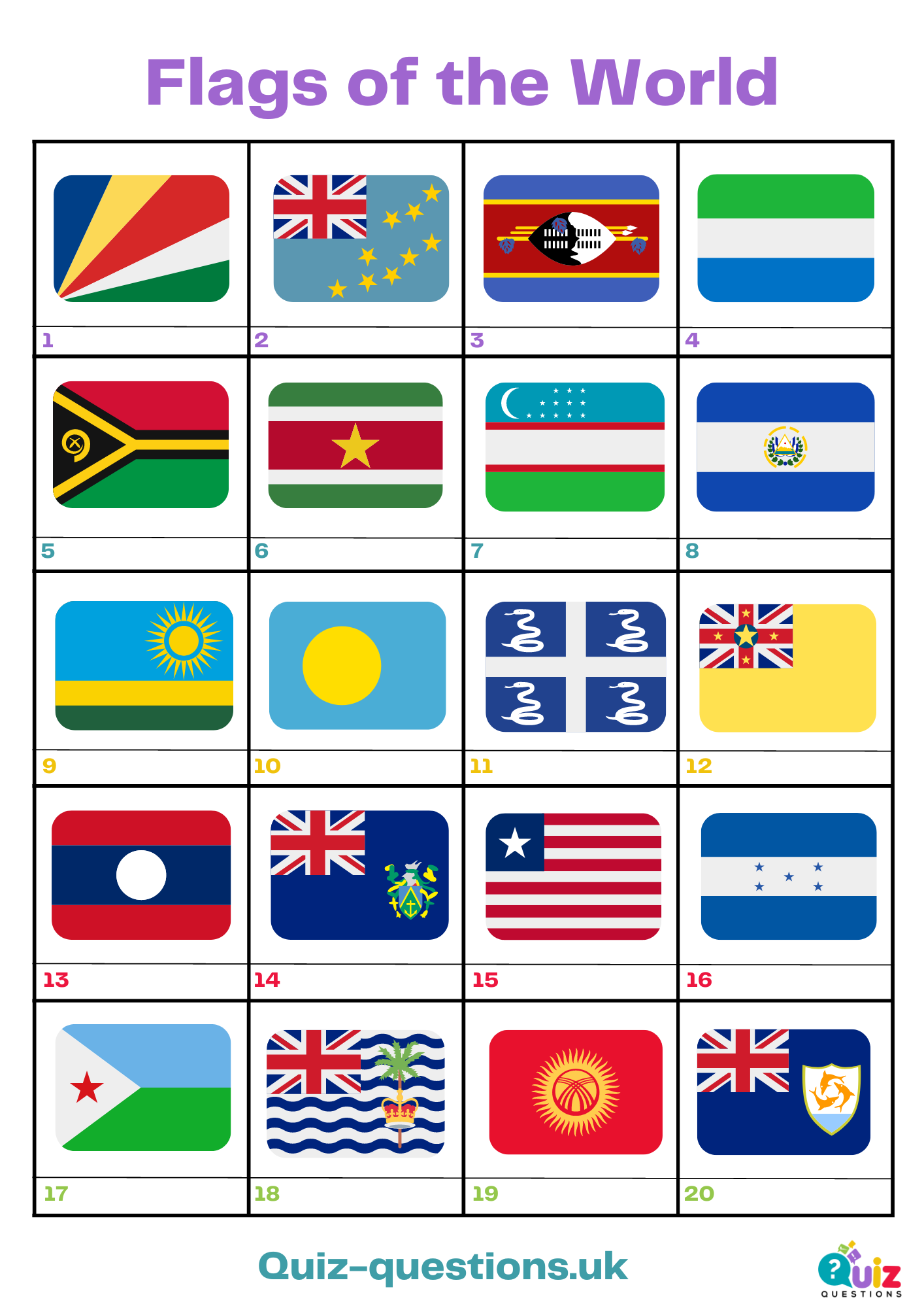 Flags of the world hard quiz