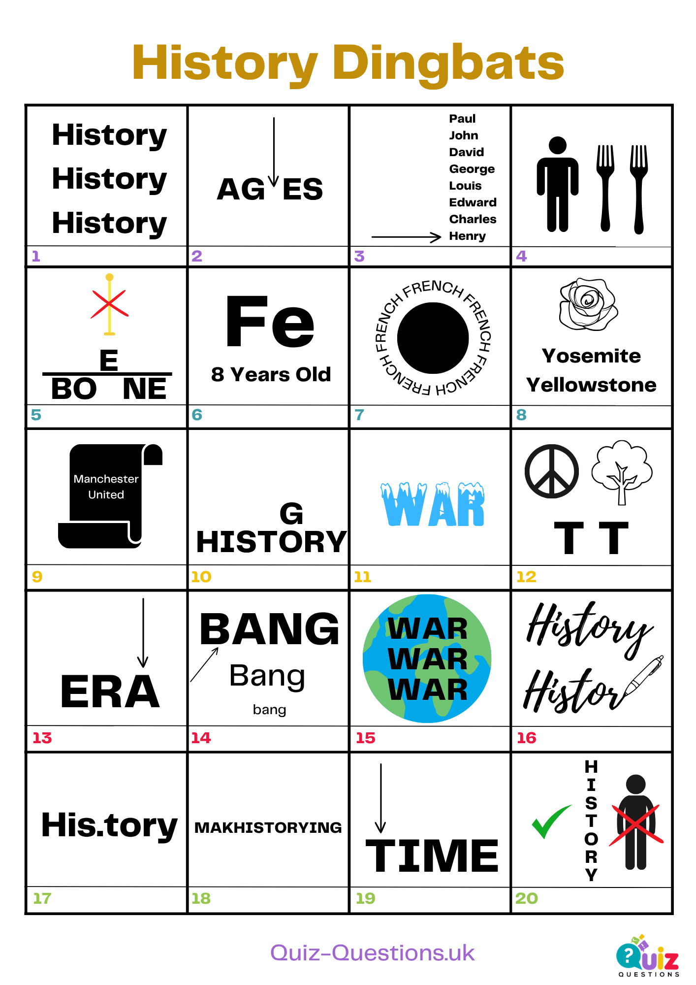 History Dingbat Puzzles with Answers History Dingbats